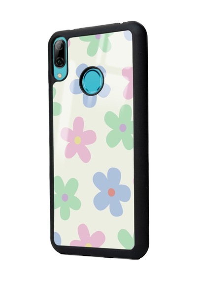 Huawei P Smart 2019 Nude Çiçek Tasarımlı Glossy Telefon Kılıfı Siyah