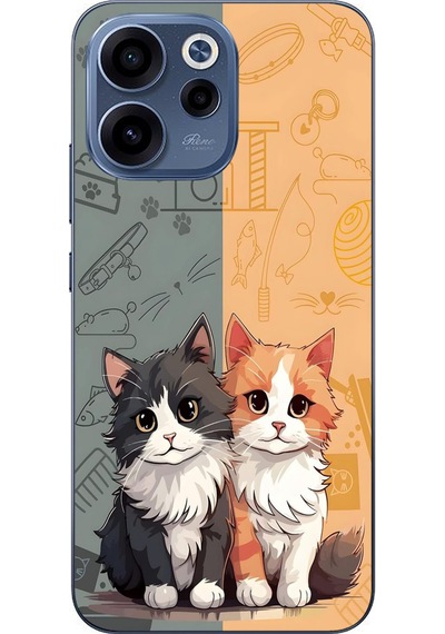 Oppo Reno 15f Uyumlu Sarı Ve Siyah Kedi Baskılı Silikon Kılıf Renkli