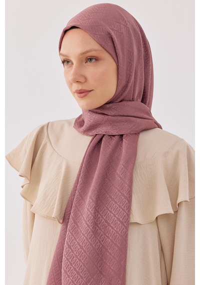 Mirsoy Scarf Halka Desen Parlak Jakar Şal - Leylak Leylak