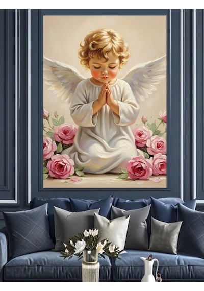 Ahşap Tablo Dua Eden Melek Çocuk