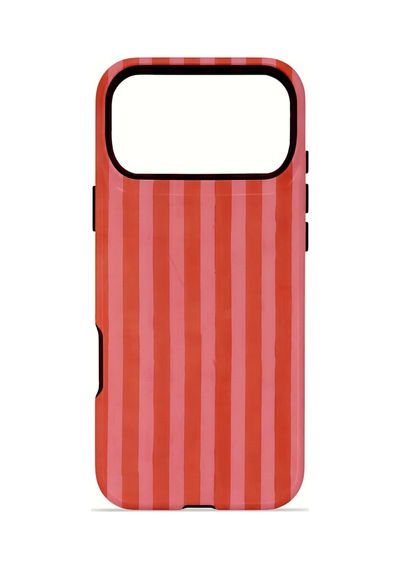 Apple iPhone Uyumlu 17 Pro Max Vorian Çift Katmanlı Magsafe Kılıf Tomato Red Stripe
