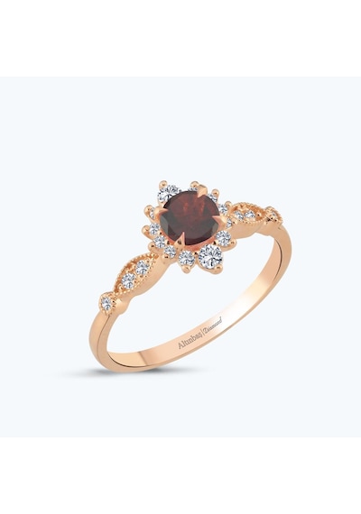 Altınbaş Pırlanta Garnet Taşlı Vintage Yüzük Pnf003pgrn-14k