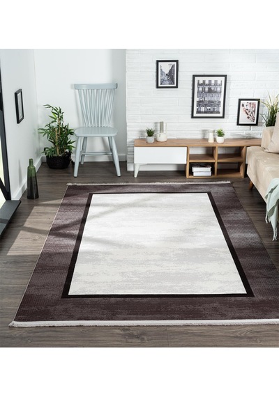 Trend 4101 Gri Akrilik Pamuk Yumuşak Modern Mutfak Yatak Odası Salon Oturma Odası Halısı-1093 Gri - Füme