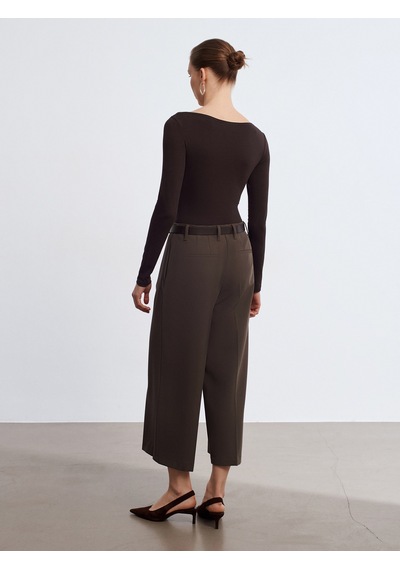 Dilvin 32549 Kayık Yaka Bodysuit-koyu Kahve Koyu Kahve