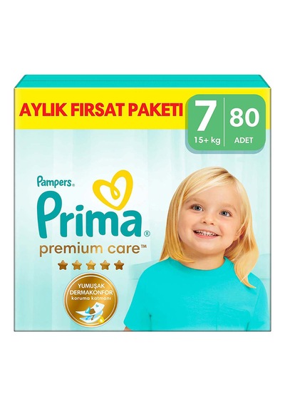 Prima Premium Care Bebek Bezi 7 Beden Aylık Fırsat Paketi 80 Adet