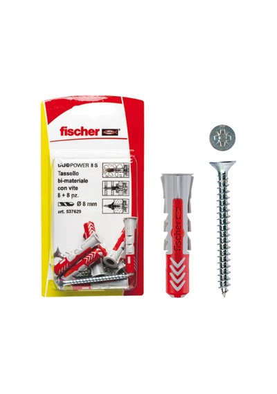537629 Dübel Vidalı Duopower, Gri/kırmızı, 8 X 40 Mm, 8 Adet Set