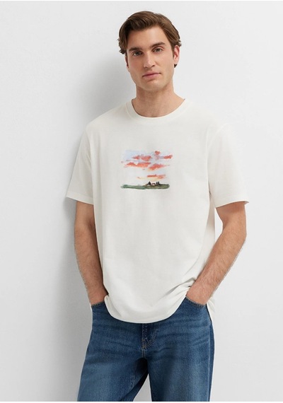 Mavi M0613669-70057 Mavi Baskılı T-shirt Erkek Tişort Beyaz