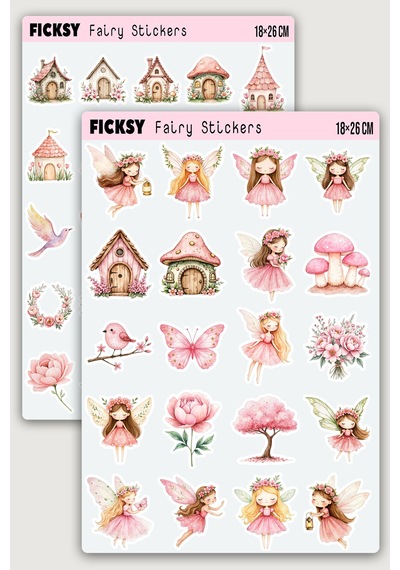Sevimli Peri Sticker Seti - 45 Adet Etiket Çıkartma Diğer