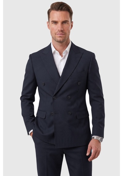 Deepsea Erkek Slim Fit Kruvaze Lacivert Takım Elbise Likralı Spor Şık Business 2702414