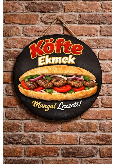 Mayeka Ekmek Arası Köfte Temalı Büfeler Cafeler Köfteciler İçin Ahşap Duvar Kapı Dekoratif Süs Tablo 4