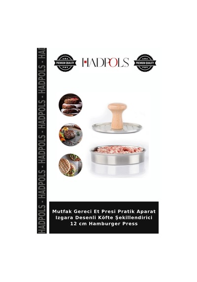 Mutfak Gereci Et Presi Pratik Aparat Izgara Desenli Köfte Şekillendirici 12 Cm Hamburger Press Belirtilmemiş