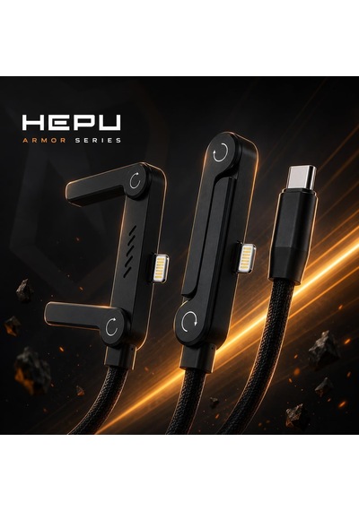 Armor Series Hp-alc01 27w Hızlı Şarj Kablosu - 1.5m Entegre Telefon Standlı Ve 90 Açılı Lightning Şarj/veri Kablosu Dayanıklı Örgülü Yapı