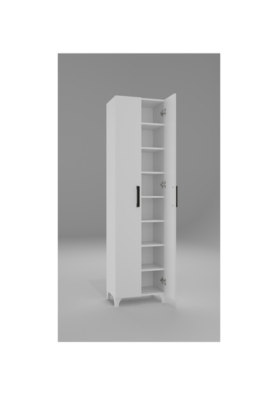 Long 2 Kapaklı Raflı Çok Amaçlı Dolap Banyo Balkon Kiler Mdf Beyaz