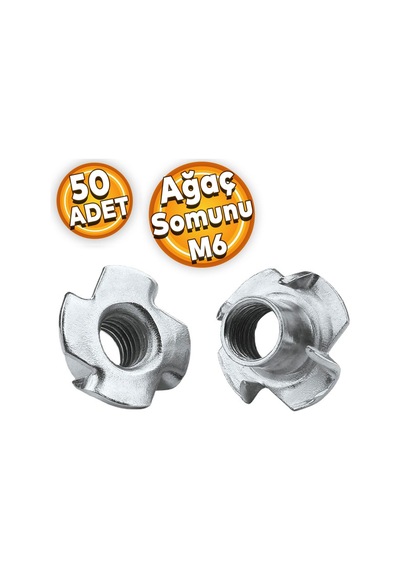 Çakma Ağaç Somunu M6 Çinko 50 Adet
