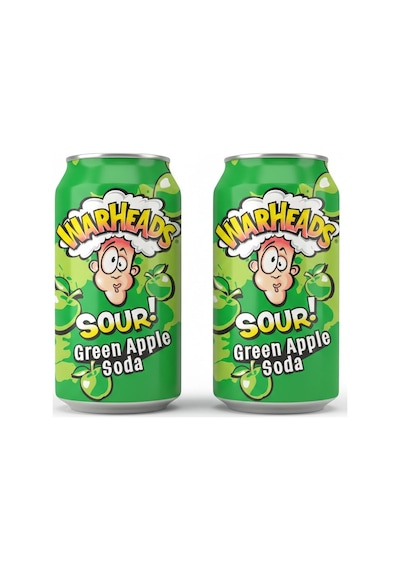 Warheads Sour Green Apple Soda - Ekşi Elma Aromalı Gazlı İçecek 330ml 2 Adet