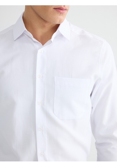 Lcw Busıness Beyaz Regular Fit Armürlü Erkek Basic Gömlek