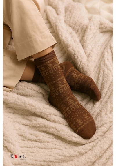 Kral Socks Kadın Havlu 2 Çift Kışlık Yün Çorap Bambu + Yün Sonbahar Çok Renkli