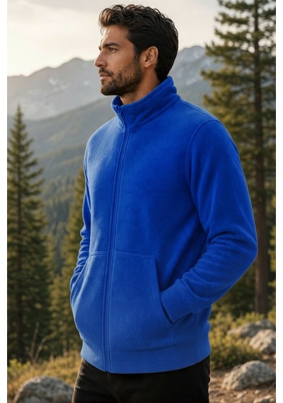 Givoria Erkek Kışlık Fermuarlı Cepli Polar Hırka Outdoor Mavi Mavi