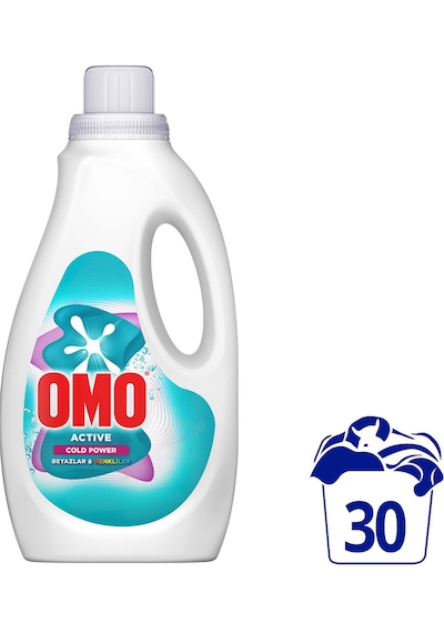 Omo Active Cold Power Beyazlar Ve Renkliler Için Sıvı Deterjan 1500 Ml X 2