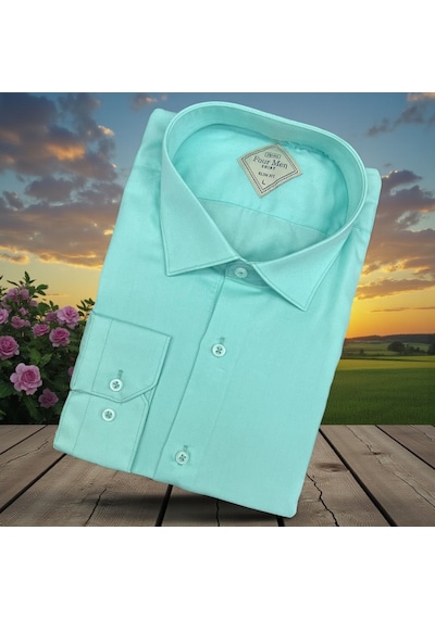 Linen Keten Slim Fit 4 Mevsim Giyilebilen Pamuklu Gömlek Pastel Yeşil