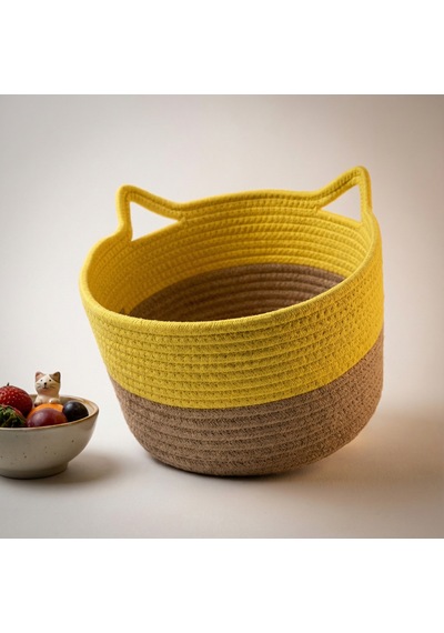 Koçtaş Kedi Kulaklı Sepet 30x18 Cm Sarı