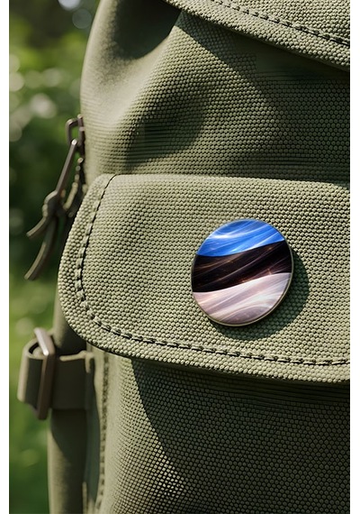 Estonya Estonia Abstract Ülke Bayraklı Buton Rozet - 44 MM 5 Adet Çok Renkli
