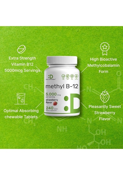 Deal Supplement Methyl B-12 Vitamins 5000 Mcg, 240 Tablets