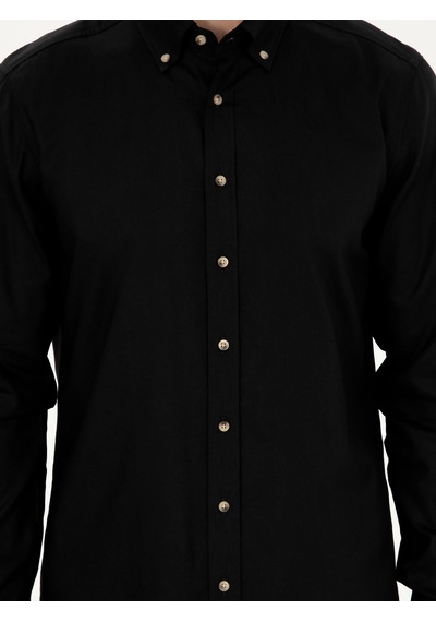 Cacharel Siyah Slim Fit %100 Pamuk Oxford Gömlek