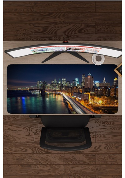 New York Amerika V4 90x40 Xxl Gaming Kauçuk Kaymaz Taban Mouse Pad Fare Altlığı