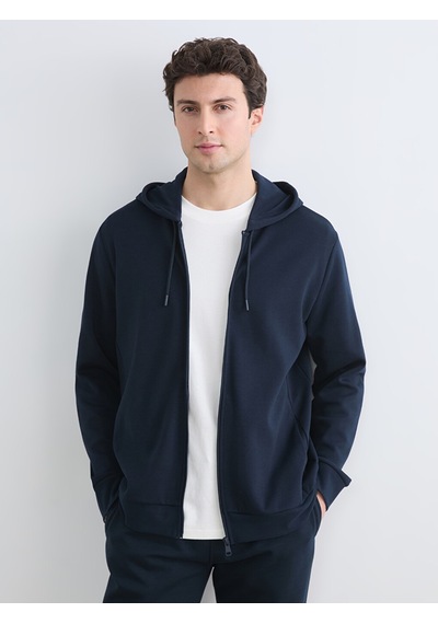 Lcwaıkıkı Basic Lacivert Kapüşonlu Erkek Fermuarlı Sweatshirt