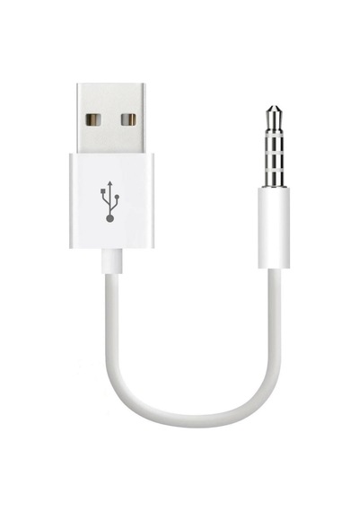 İpod Shuffle İle Uyumlu Usb Şarj Ve Veri Aktarım Kablosu, 3.5 Mm Jack - Usb A Senkronizasyon Kablosu, Şarj Data Bağlantı Kablosu Beyaz