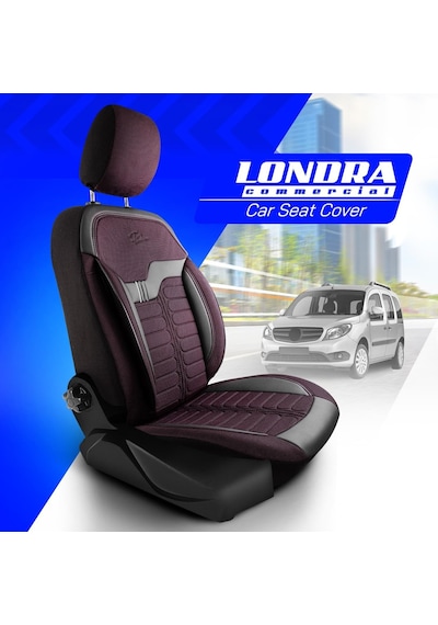 Panda Londra Serisi Ingiliz Jakar Kumaş Ticari Oto Koltuk Kılıfı Tam Set Bordo - Siyah