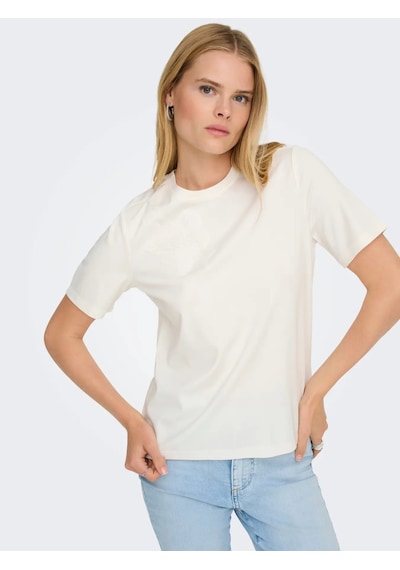 Only Onlsophıa S/s Embroidery Kadın T-shirt 15368560 Ekru