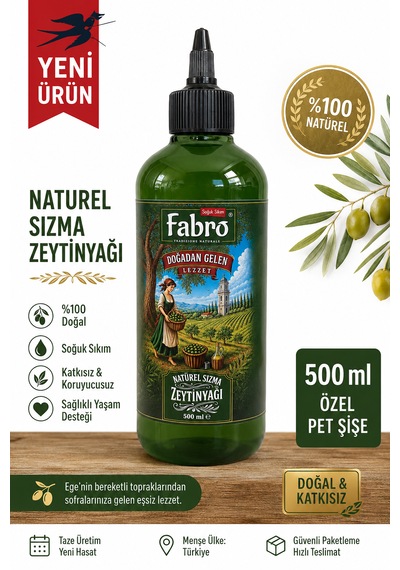 Fabro 500ml Şef Şişe Naturel Sızma Zeytinyağı - 2'li Avantaj Paket
