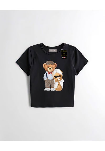 Flood Of Style Siyah Babby Tee Ayıcık Bornoz Özel Tasarım