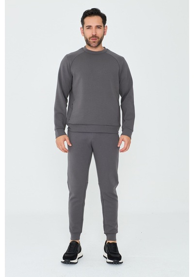 White Stone Koyu Gri Pamuklu Erkek Basic Sweatshirt K.grey