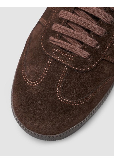 %100 Hakiki Süet Deri Kahverengi Kadın Sneaker Kahverengi
