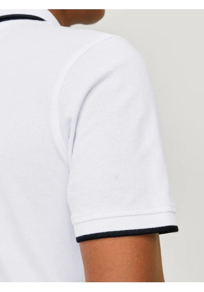 Jack & Jones Jjepaulos Polo Ss Noos Erkek T-shirt 12136668 Beyaz Siyah