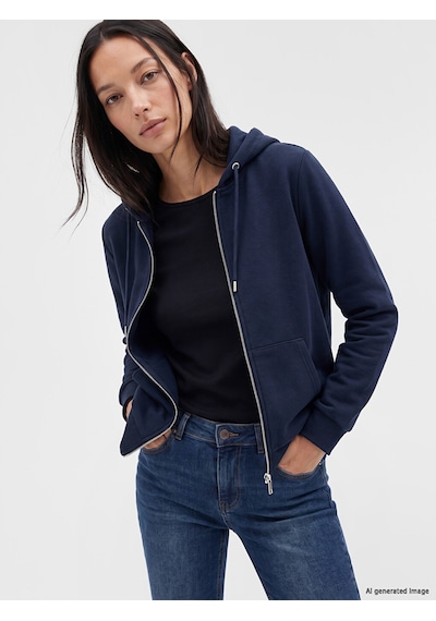 Lcw Everyday Lacivert Kalın Oversize Kadın Fermuarlı Sweatshirt