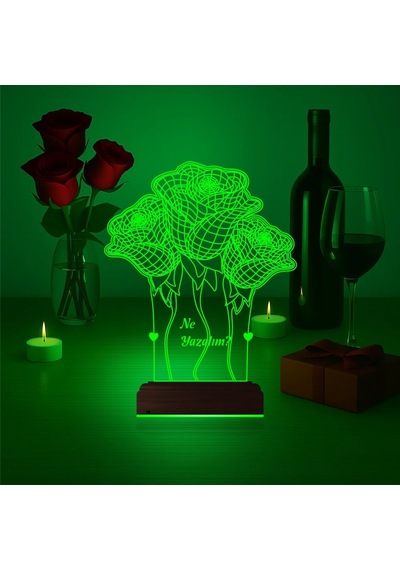 Luvivia Sevgiliye Hediye Gül Demeti Kişiye Özel 3d Lamba - Masa Gece Lambası