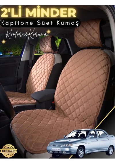 Lada Vega Uyumlu 2'li Süet Oto Koltuk Minderi Terletmez Universal Su Geçirmez A1 Kahverengi
