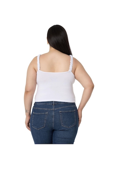 Disentis Büyük Beden Askıları Büzgülü Drapeli Crop Beyaz Body-beyaz Beyaz