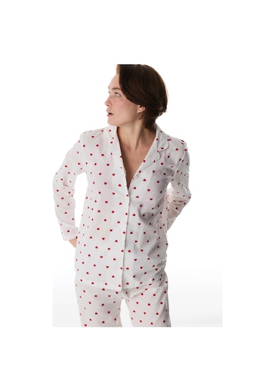 Penti Kırık Beyaz Red Hearts Gömlek Pantolon Pijama Takımı