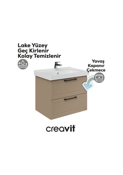 Creavit D20 65 Cm İki Çelmeceli Lavabo Dolabı Dafne Lake Kapak Dafne Creavit D20 65 Cm İki Çelmeceli Lavabo Dolabı Dafne Lake Kapak Dafne