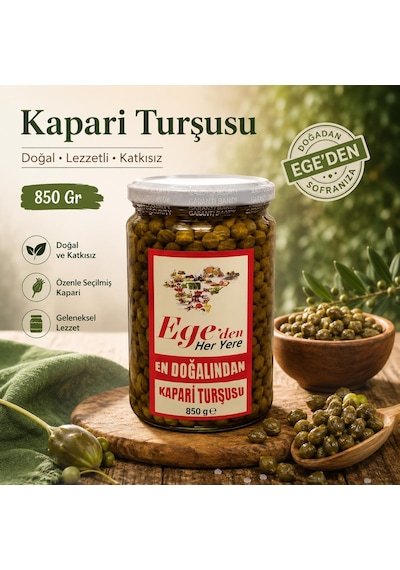 Egeden Her Yere Kapari Turşusu Doğal Ev Yapımı 850 G