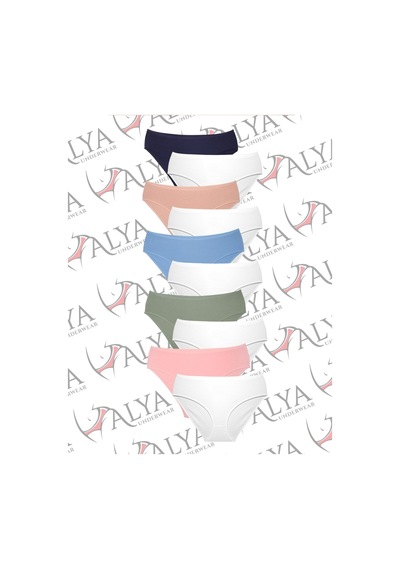 Alya Underwear Kadın Külot Basic Slip Renkli Pamuklu Iç Çamaşırı 10'lu Paket Multicolor-x32 Multicolor - X19