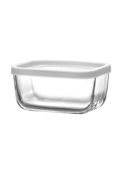 LAV Cube Cam Saklama Kabı Tekli Küçük Boy 405 ml Dikdörtgen Beyaz Plastik Kapaklı (Kahvaltılık )