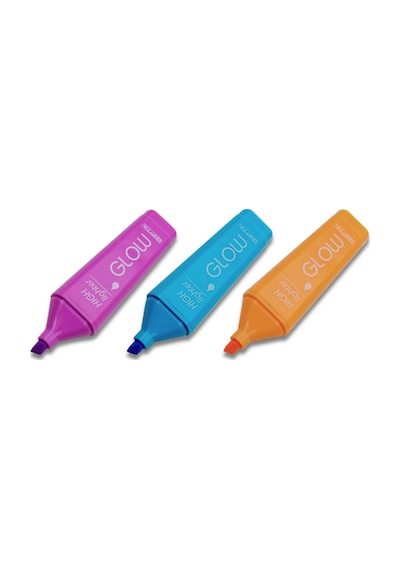 Gıpta Glow Kesik Uç Neon Fosforlu Kalem 6 Renk Set Turuncu-mavi-mor-sarı-pembe-yeşil Çok Renkli