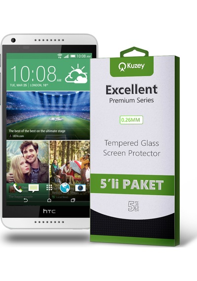 HTC Desire 816 ile Uyumlu Kırılmaz Temperli Ekran Koruyucu Cam Ekonomik 5'li Paket