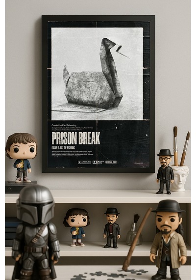 Prison Break Siyah Ahşap Çerçeveli Poster, Film Duvar Tablosu